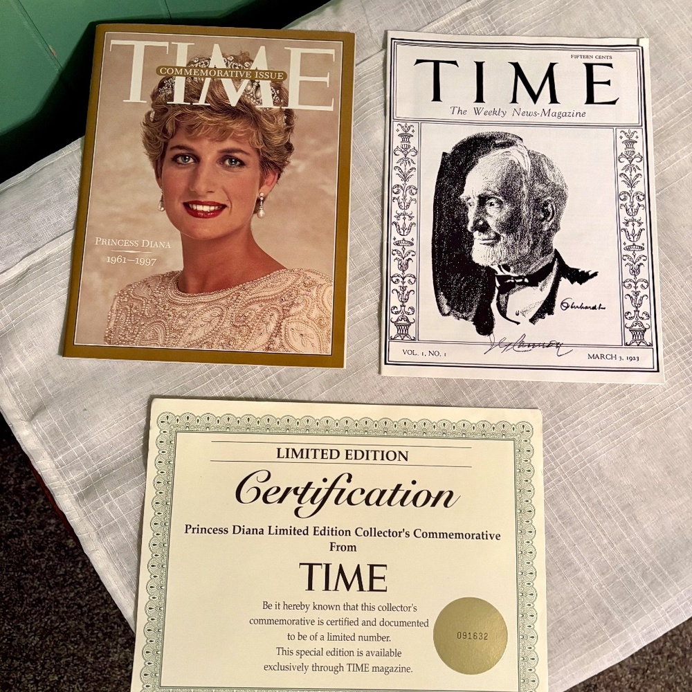 PRINCESS DIANA Time Magazine Commemorative Issue 1961-1997 with COA